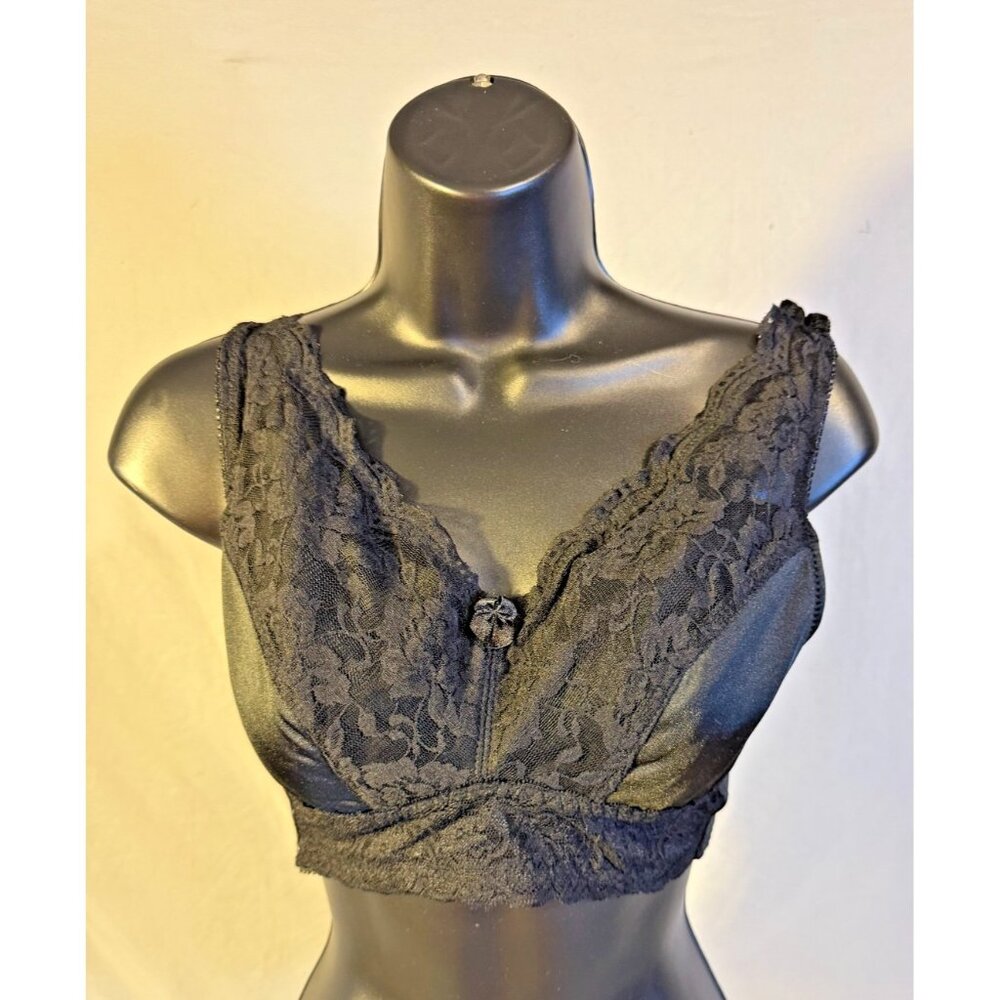 Whimsygoth Witchy Black Lace Bra Bralette Long Line Women’s Small Modest B/C Cup